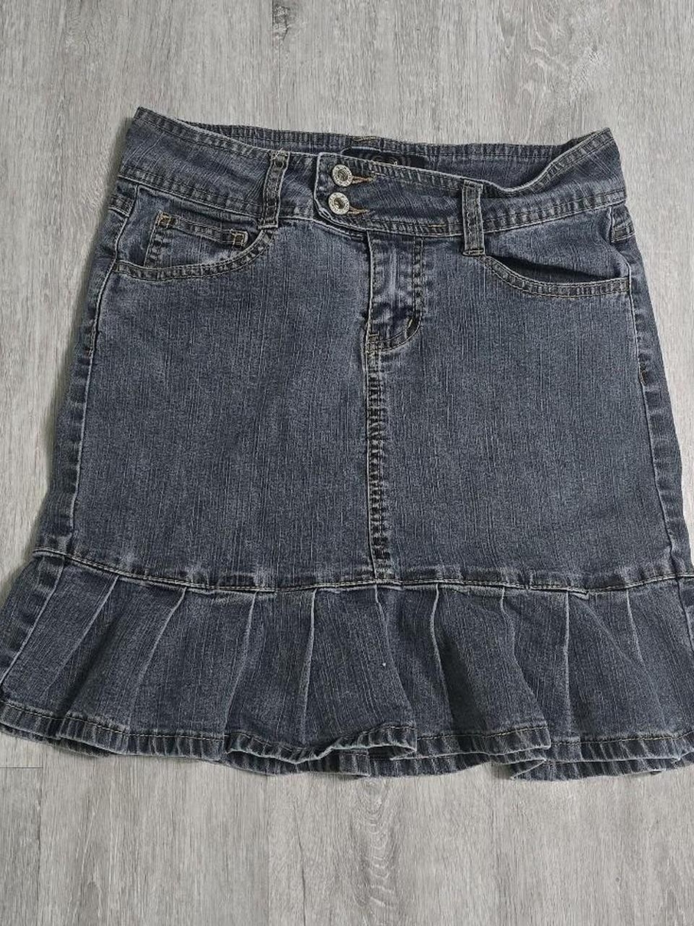 Vintage Y2K Angels Pleated Denim Jean Mini Skirt Bratz Punk Grunge Hot Topic 00s